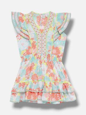 Poupette St Barth Girls' Orange Camila Mini Dress Size 4